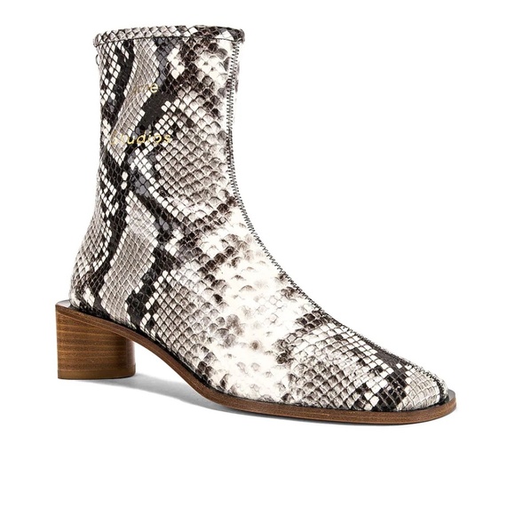 Python Snake Print Leather Ankle Boots Size 37 6.5 / Anonymous Acne Khaite - Picture 6 of 7